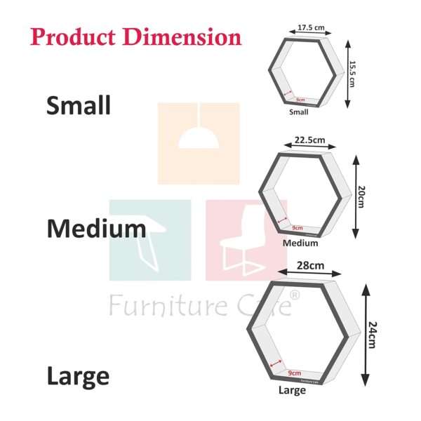 Furniture Cafe® Hexagon Wall Shelves Wooden Shelf Home Decor Items Rack for Living Room, Bedroom, Kitchen Corner, Office and More (Set of 6 | Size- Standard | Colour- Sky Blue & White)