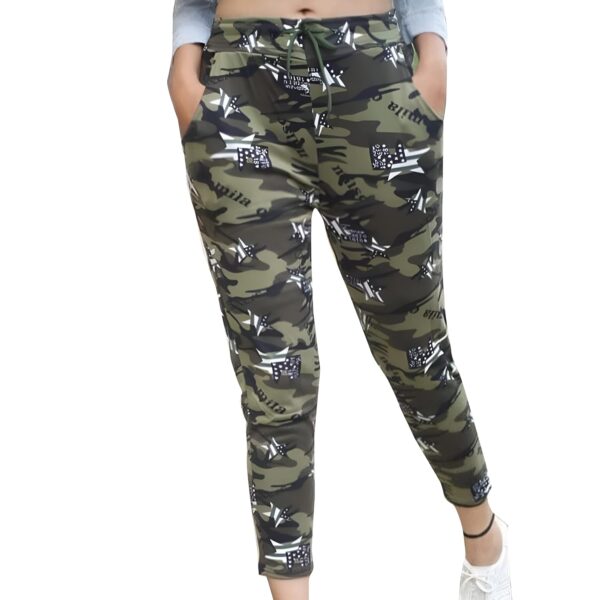 Shopeum Women's Slim Fit Army Print Track Pants - Perfect for Casual & Athletic Wear 26-34 inch Waist (Multi)