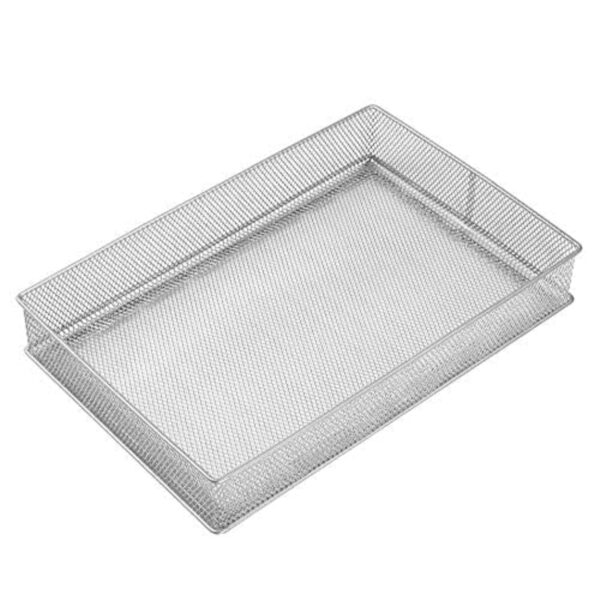 YBM Home Silver Mesh Drawer Organizer and Storage for Kitchen Drawers, Serves as School Supply Holder, Office Desktop Organizer Basket, Makeup and Craft Supplies Organization, (1 Unit, 8x12x2 Inch)