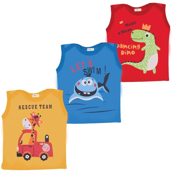 Toddylon Tshirts New Born Baby Clothing Set | Baby Boys' Tees | Girls Dress | Infant | 100% Cotton | Printed | Sleeveless Tshirts | Summer | Combo