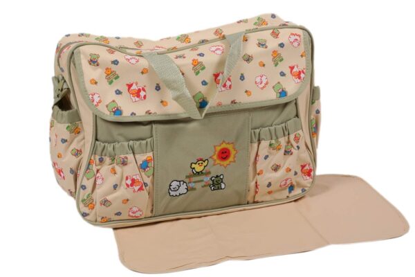 WEOM Polyster Multipurpose Polyester Diaper/Mother Bag With Holder Diaper Changing Multi Compartment For New Born Baby Green