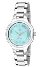 IIK COLLECTION Round Studded Dial |Analogue Quartz Movemnet Ladies Watch|Long Battery Life|Stainless Steel Adjustable Bracelet Chain Strap|Double Lock Clasp Safety Watches for Girls