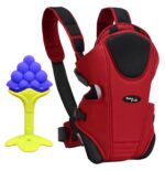 Mom's Pride Newborn 3 In 1 Baby Carrier Ergonomic Adjustable Sling Kangaroo Design Baby Carry Bag Backpack Sling Back Position|Front Position Carrier- (Red Carrier Bag, Multicolor Teether)