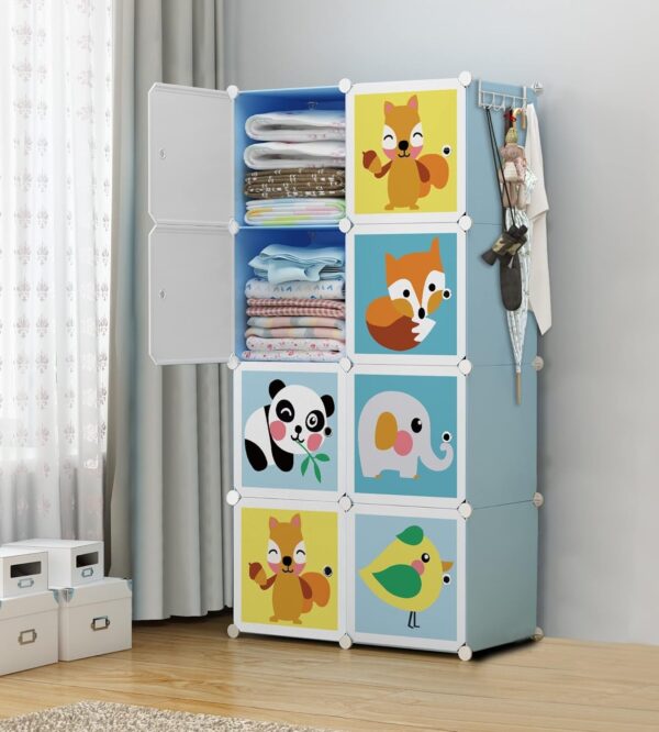 R. K. INTERNATIONAL 8 Plastic Small Sheet Wardrobe Storage Rack For Kids , Blue