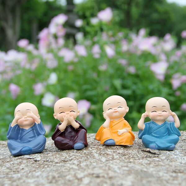 M.S TRADERS® 1 Set Monk Buddha Miniature Set for Unique Gift, Home, Bedroom, Living Room, Office, Restaurant Decor, Showpiece, Gifts Figurines and Garden Decor Items - Resin (Multicolor), Religious