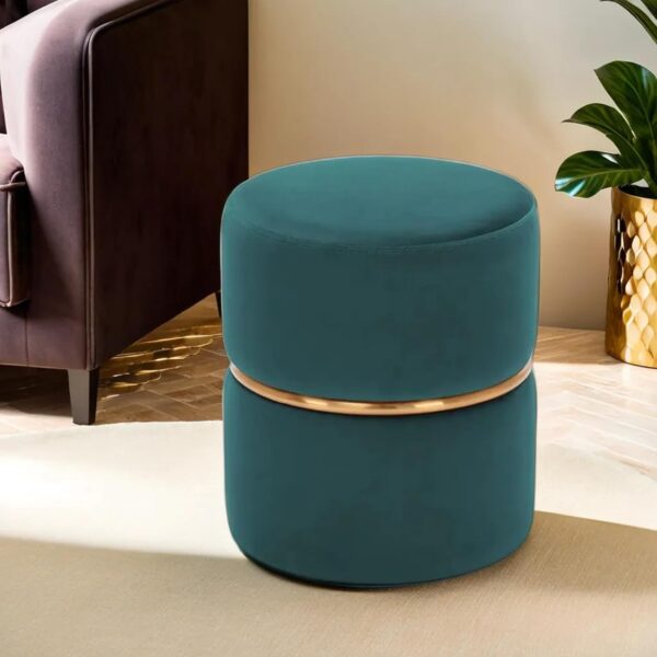 JUMBO CRAFTS Ottoman Pouffes for Living Room Sitting Furniture Footrest Puffy Foam Stool Sofa Side Stool, Wooden Small Ottoman Footrest Stool, Makeup Chair, Pouf for Office & Home Decoration - Green