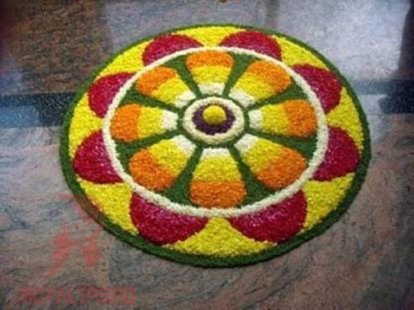 ROYAL TREND Super Soft Microfiber Traditional Modern Rangoli Door Mat for Home, Living Room, Beside Runner for Bedroom Decoration (24 x 24 Inch,),Yellow