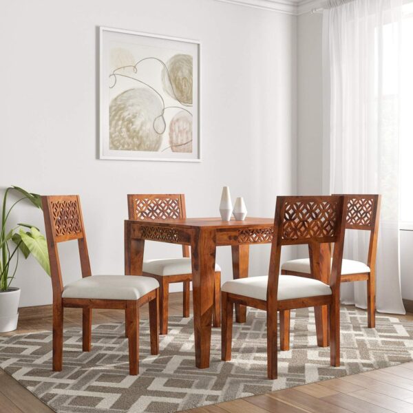 Deuba Sheesham Wood Dining Table Solid Wood 4 Seater Dining Set (Finish Color -Brown, DIY(Do-It-Yourself)) (Design V)