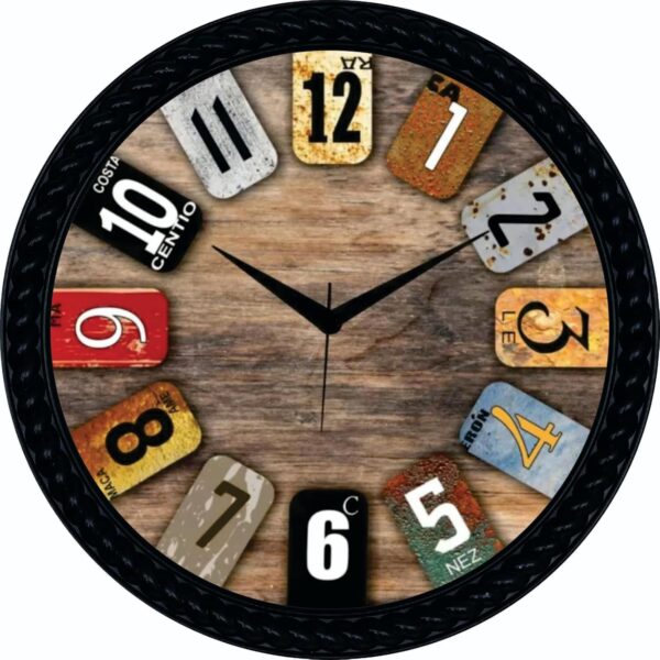 BARETH BROTHERS Round Wall Clock 12-inch Plastic & Glass Wall Clock - Classic Roulette (Silent Movement, Black Frame)