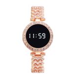 SWADESI STUFF Rose Gold LED Digital Watch with Rhinestone Bracelet for Stylish Girls & Womens