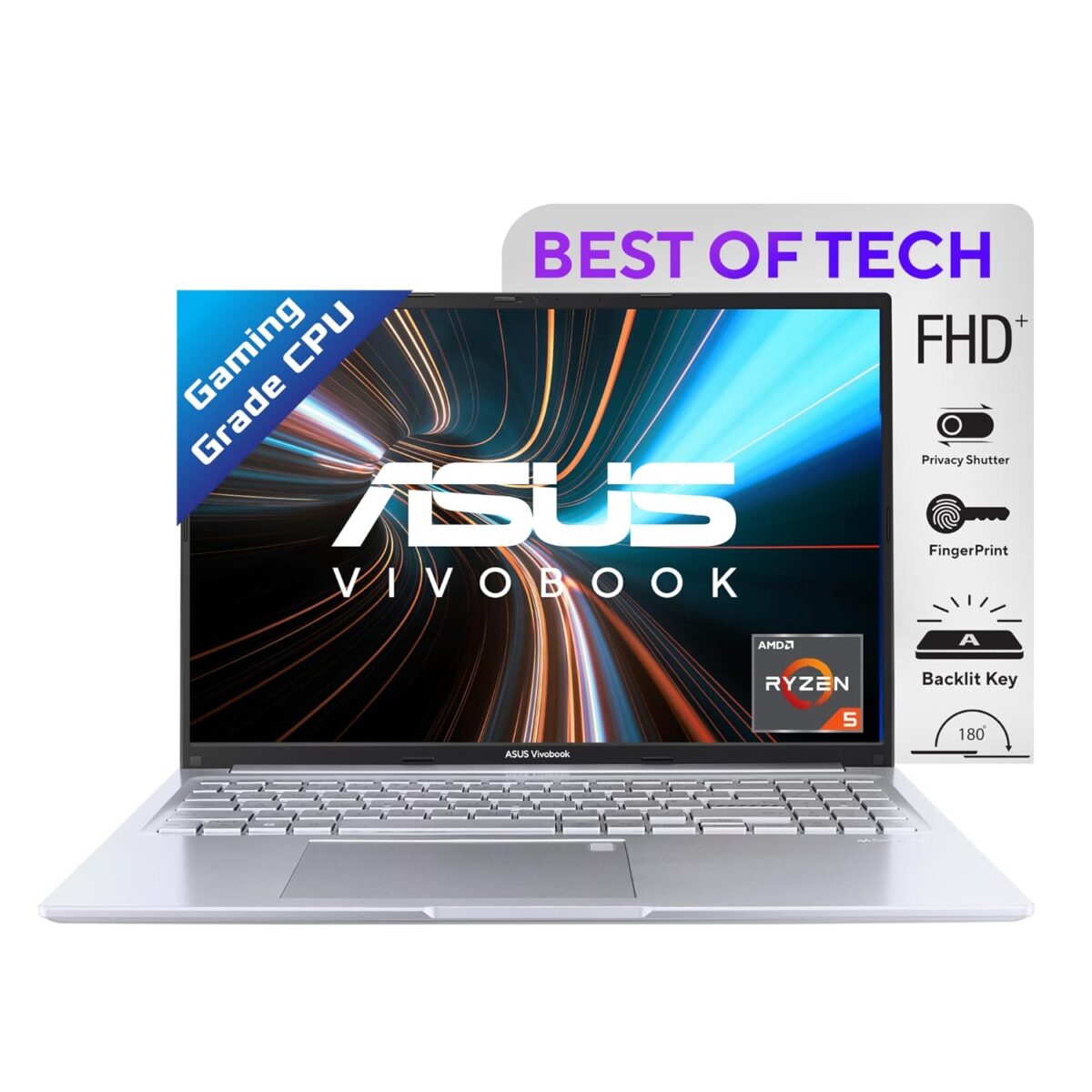 ASUS Vivobook 16X (2022) Thin and Light Laptop,AMD Ryzen 5 5600H, 16.0-inch (40.64 cms) FHD+ 16:10, (8GB RAM/512GB SSD/Integrated Graphics/Windows 11/Office 2021/Silver/1.80 kg), M1603QA-MB501WS