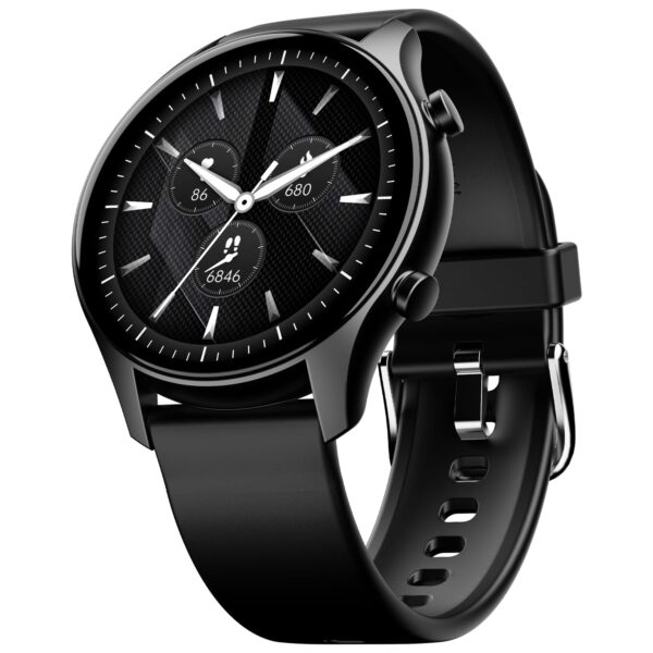 boAt Lunar Connect Plus Smart Watch w/ 1.43" (3.6 cm) AMOLED Display, 2.5D Display, Advanced Bluetooth Calling 100+, Always on Display, 100+ Watch Faces,Voice Assistant,IP68, HR & SpO2(Active Black)