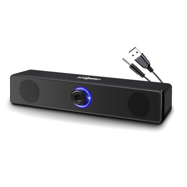 FRONTECH 1.0 USB Powered Multimedia Speakers with RGB Lights | 10W Output Power | AUX/USB Connectivity | for Laptop, PC, Mobile | Volume Control (SPK-0008, Black)