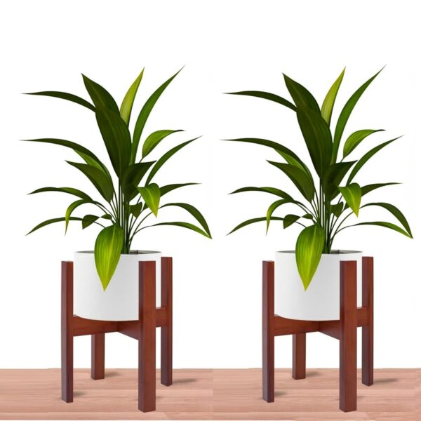 Dime Store Wooden Multipurpose Plant Stand Patio Indoor-Corner Plant Holder Pot Stand Planter Pots Stand for Plants and Flowers - Plant Holders for Living Room Balcony Office (Set of 2) (Brown)