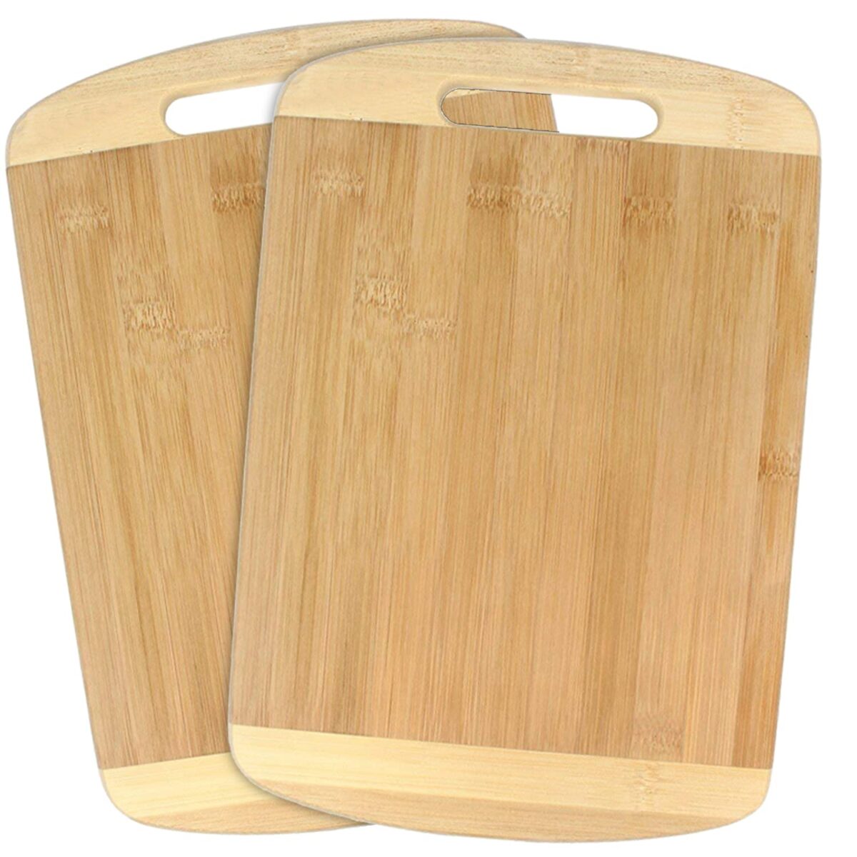 Kuber Industries Ovel Bamboo Cutting Board for Slicing Chopping Meat, Vegetables, Fruits, Cheese, Knife Friendly with Hanging Ring (2, 33 X 22 cm)