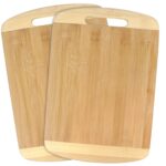 Kuber Industries Ovel Bamboo Cutting Board for Slicing Chopping Meat, Vegetables, Fruits, Cheese, Knife Friendly with Hanging Ring (2, 33 X 22 cm)