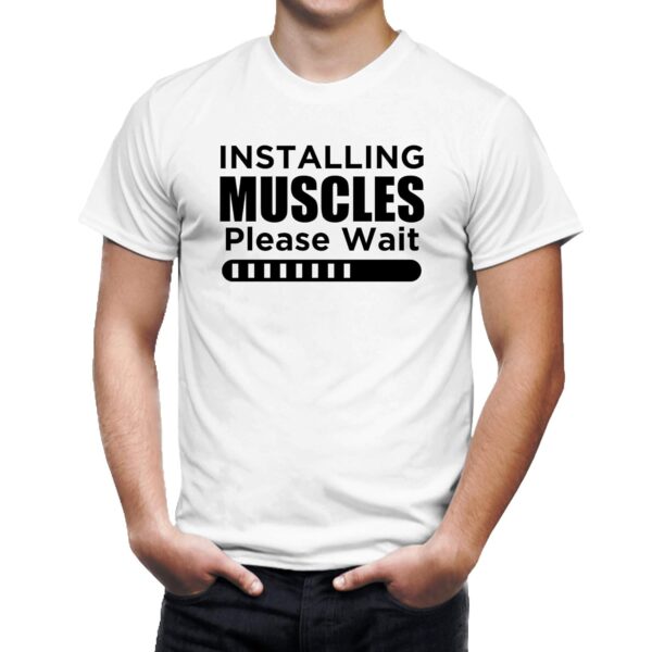 Seek Buy Love Installing Muscles Fitness T-Shirt, Funny Workout Tee, Gym Humor Shirt, Unisex Bodybuilding Shirt Gift