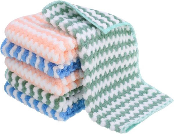 Epsilon Microfiber Cleaning Cloth 5 Pcs 25 X 25 Cm Dish Cloth Kitchen Wipes for Cleaning Kitchen Accessories Items Lint & Streak Free Towel Rag for Cleaning Supplies for Household, Multicolor