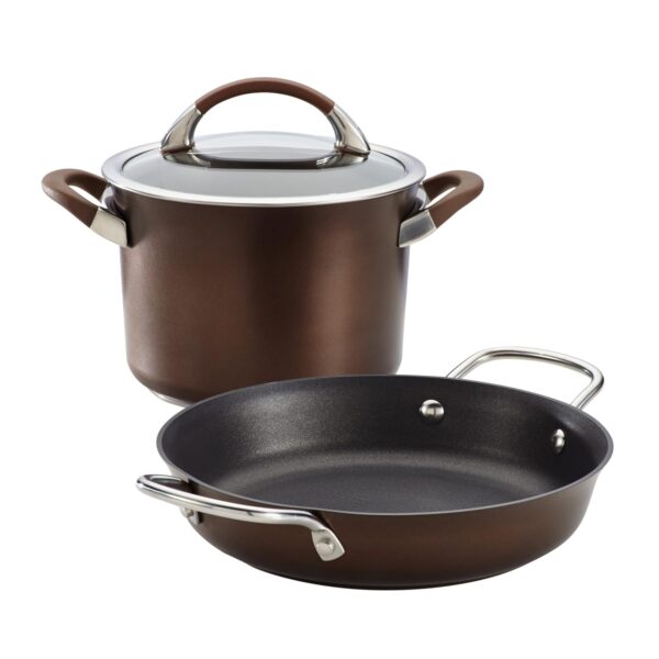 Circulon Symmetry Hard-Anodized Nonstick 3-Piece Cookware Set, Chocolate