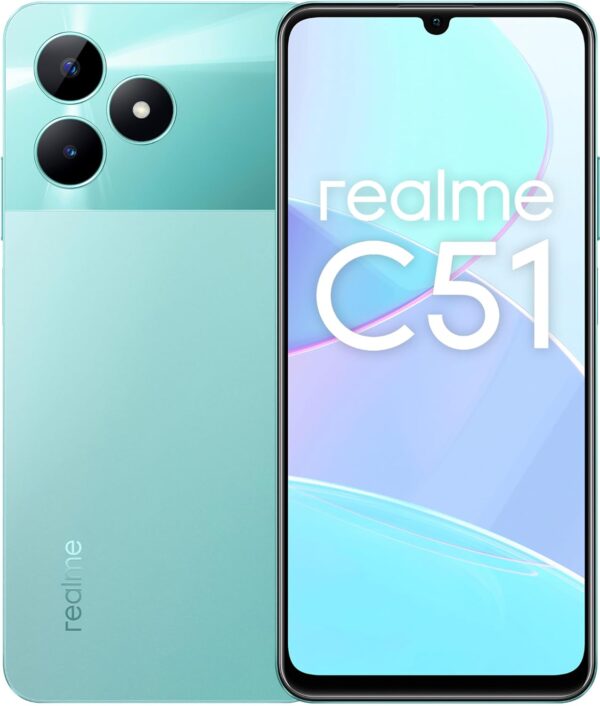 realme C51 (Mint Green, 4GB RAM, 128GB Storage) | Upto 8GB Dynamic RAM | 7.99 mm Stylish Glittery Design | Mini Capsule | Unisoc T612 Processor | 5000mAh Battery 33W SUPERVOOC Charge|FingerprintSensor