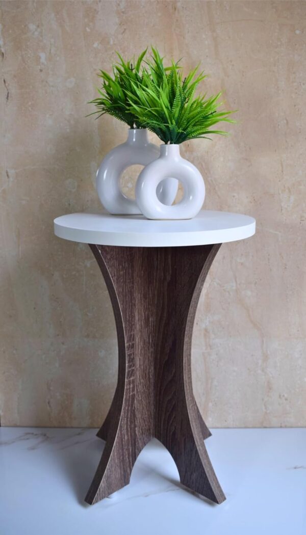 Beautiful Wooden Side Table/End Table/Plant Stand/Tea Table/Stool Living Room Furniture Round Shape (Dark Brown - 17 Inch)