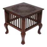 vudy Wooden Beautiful Handmade Stool for Sitting at Living Room, Office, Balcony Decor,Home Furniture can be Used as Side Table Antique Finish(Brown)