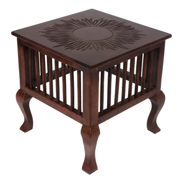 vudy Wooden Beautiful Handmade Stool for Sitting at Living Room, Office, Balcony Decor,Home Furniture can be Used as Side Table Antique Finish(Brown)