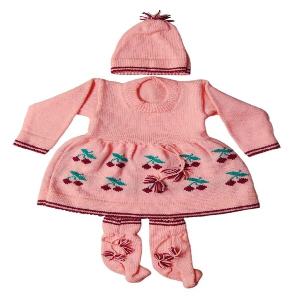 ARUNA Baby Girl's Knee Length Frock ( cherry frok _ Pink _ 6-12 Months )