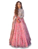 Zeel Clothing Women's Organza Floral Semi-stitched Lehenga Choli (7027-Floral-Lehenga-Wedding_New)