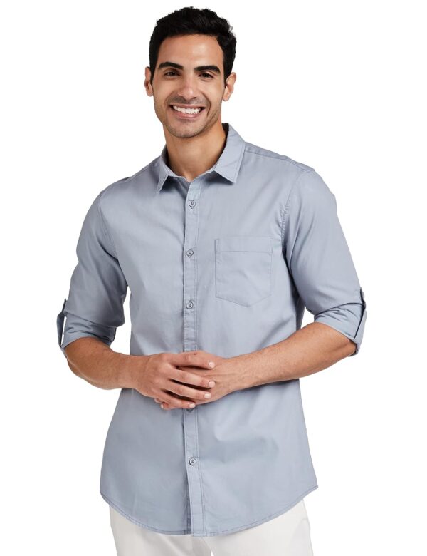 Amazon Brand - Symbol Men's Solid Cotton Shirt | Casual | Plain | Full Sleeve | Summer-Regular Fit (Available in Plus Size)