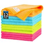 Showstopper Microfiber Cleaning Cloth | 12 Pack | Kitchen Cleaning Cloths and Wipes | Dusting Cloth for Home Cleaning | 4 Green,Blue,Orange,Pink | 30cm X 30cm