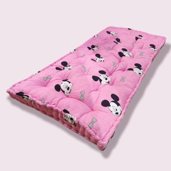 ATOOTFUSION 5-Inch Thick Single Bed Cotton Box Quilt | Cotton Gadda Medium Firm, Disney Mickey Mouse Pink Printed Box Mattress (Single (72X36X5 Inches))