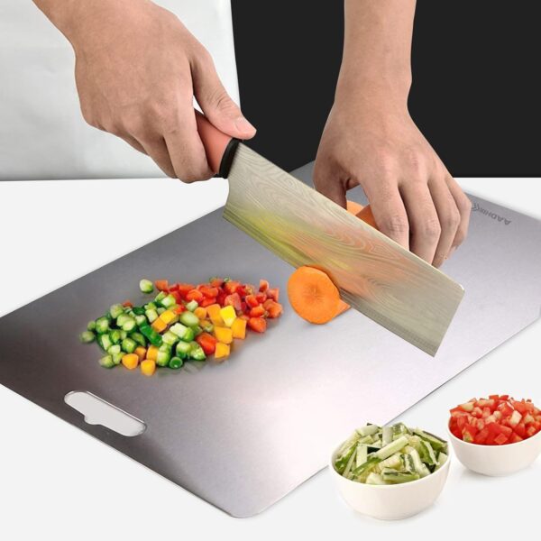 AADHIK Chopping Board Stainless Steel Medium Size Metal Cutting Kitchen,Heavy Duty Choping-Board Vegetable,Fruit Cutter, Meats Vegetable Chopper Boards,Safe Durable -33cm*22cm