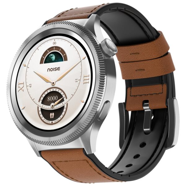 Noise Newly Launched Halo 2 Smart Watch 1st Ever Functional Rotating Dial (Axe-Cut Bezel), 1.43" AMOLED, Stainless Steel Build, Custom Transition Effects, BT Calling, Health Suite (Vintage Brown)