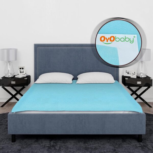 OYO Baby Dry Sheet for Double Bed King Size | Premium Baby Rubber Sheet | Baby Bed Protector for Ultimate Comfort and Protection 260X200 Cm, Blue