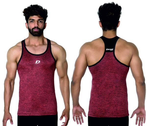 DECISIVE Fitness Stringer 2 Tone Melange Vest Maroon