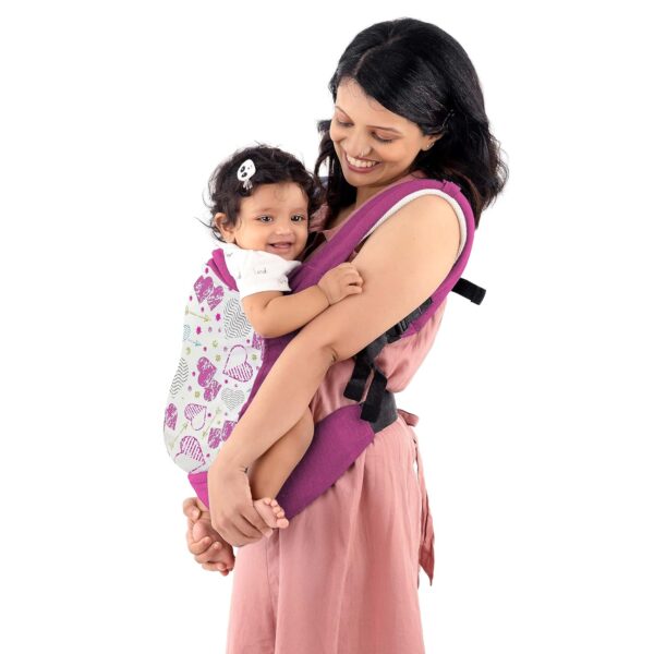 LuvLap Adore Baby Carrier with 2 Carry Positions, Carrier for 4 to 24 Months Baby, Breathable Skin Friendly Premium Fabric, Adjustable Newborn to Toddler Carrier, Max Weight Upto 18 Kgs (Pink)