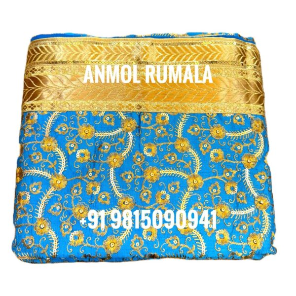 Rumala Sahib Double Set With Cotton Lining (Ferozi Zewar Design and Fancy Golden Triple Gota)