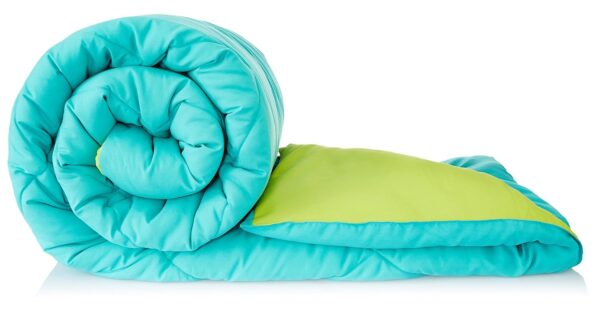 Amazon Brand - Solimo Microfiber Reversible Comforter, Single (Aqua Blue & Olive Green, 200 GSM)| TC - 50