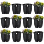 Kraft Seeds by 10CLUB Indoor Plastic Plant Pots Soft Plant Nursery Pots Flower Pot (6-inch, Black, Pack of 12)