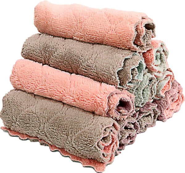 SAOYOAS Microfiber 10 Pack Kitchen Cloth Dish Towels, Super Absorbent Coral Velvet Dishtowels, Premium Cleaning Cloths,Non-Stick Oil Quick Dry Dish Towels, Soft Tea Towels, Table Cleaning Cloths.