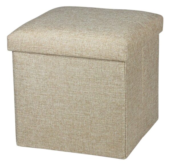 FASTUNBOX (LABEL) Folding Ottoman Cube Seat, Foot Stools and Ottomans with Storage, Ottoman Footstool Toy Chest Memory Foam Padded for Space Saving(30X30X30 cm) (Beige)