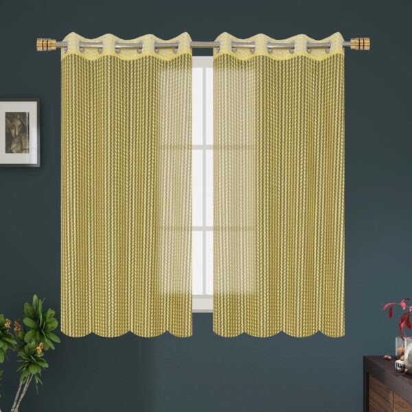 FRESH FROM LOOM Sheer Curtains 5 Feet Long for Door | Premium Screens & Parde for Living Room & Bedroom | Non – Blackout Light Filtering (Yellow, 2pc, 5ft)