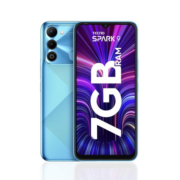 TECNO Spark 9 (Sky Mirror, 4GB RAM,64GB Storage) | 7GB Expandable RAM | Helio G37 Gaming Processor