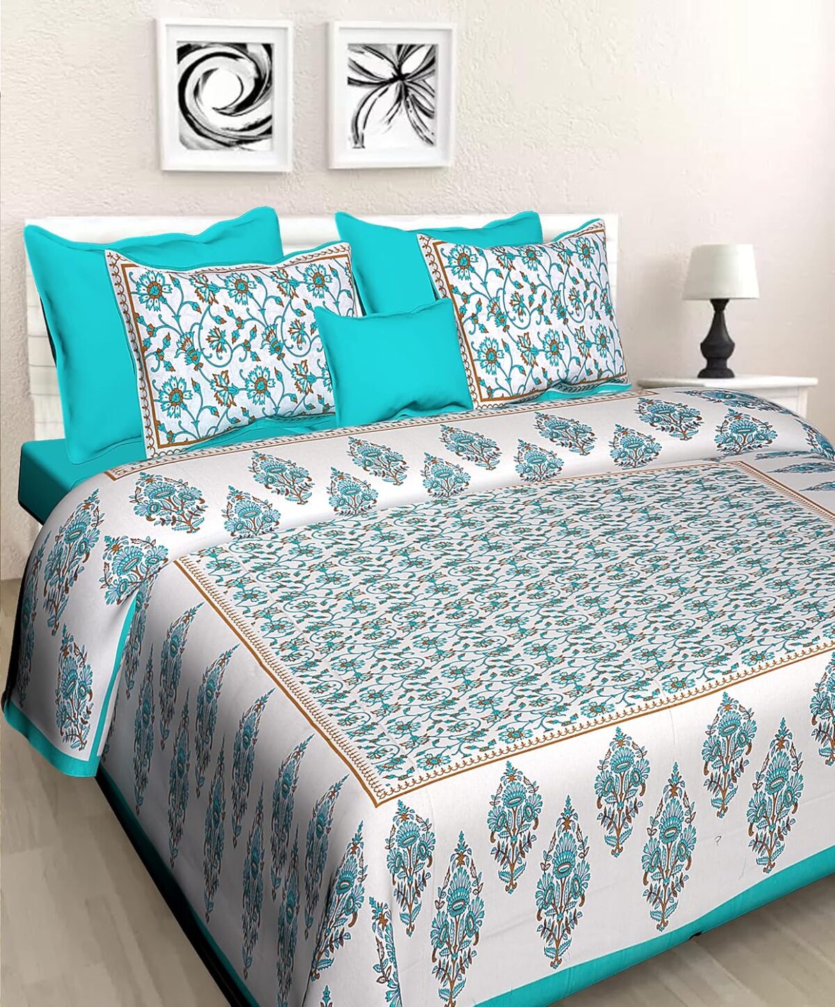 Cotton Double Bedsheet for Double King Size Bedsheet with 2 Pillow Covers - Multi-Colors22