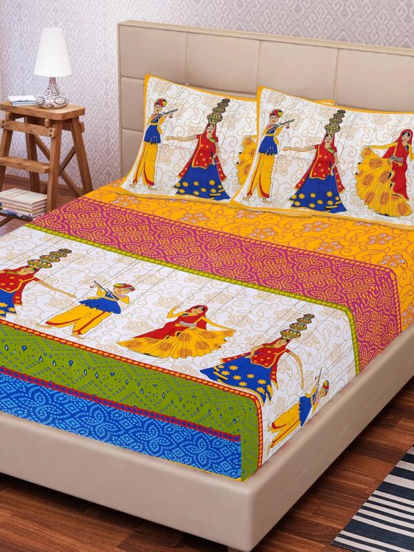 Cotton Double Bedsheet for Double King Size Bedsheet with 2 Pillow Covers - Multi-Colors21