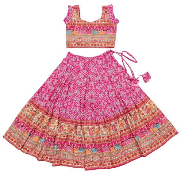 Arvi Enterprise Girls Rayon Silk Floral Print Fully Stitched Lehenga Choli With Duppata Set For Girls 2 To 8 Years | Ethnic Clothes (7-8 Years, Pink)