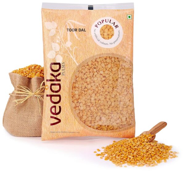 Amazon Brand - Vedaka Popular Unpolished Toor Dal | 1 Kg Pack | Naturally Rich Source Of Protein | Naturally Cholesterol-Free