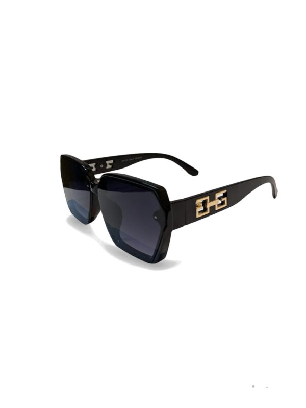 Women's Oversized Black Sunglasses with Gold Detailing