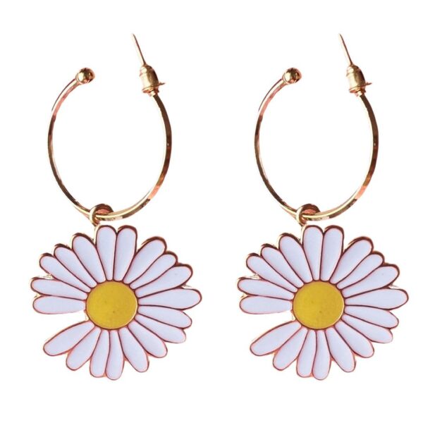 Rack Jack Stylish White Daisy Sunflower Hoop Earrings Jewellery for Girls & Women